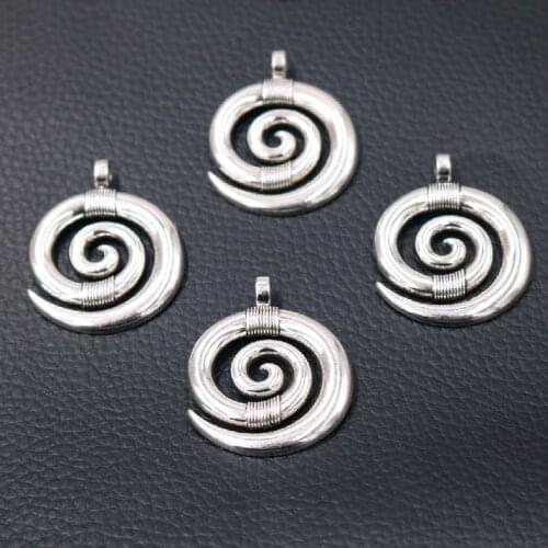 4pcs Silver Plated Water Swirls Pendants Punk Bracelet Necklace Metal Accessories DIY Charms Jewelry Crafts Findings P500