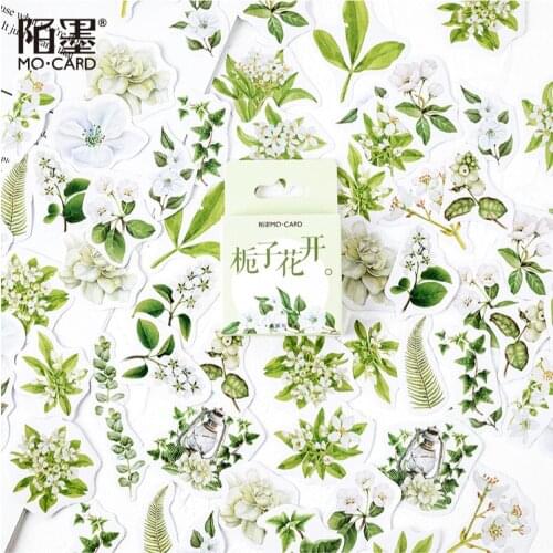 46 sheets/box) Gardenia Flower Adhesive Sticker Plant DIYDecoration Sealing Stickers