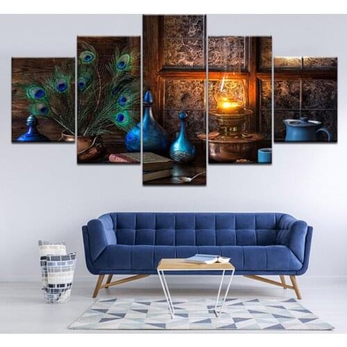 5Pcs 5D Diy Diamond Painting Peacock Feather Embroidery Full Cross Stitch Kits Rhinestone Picture Mosaic Wall StickersZP-2960