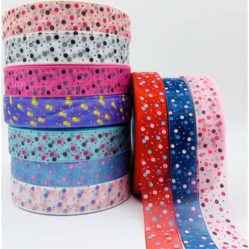 5Yds/lot 2.5cm wide printed ribbon birthday gift box bouquet packaging material webbing snow gauze ribbed webbing AC143