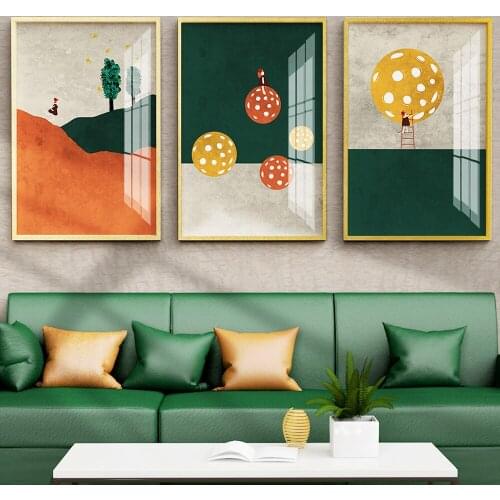 Abstract Mountain Tree Girl Moon Wall Art Modern Canvas Painting Nordic Posters and Prints Wall Pictures Baby Kids Room Decor