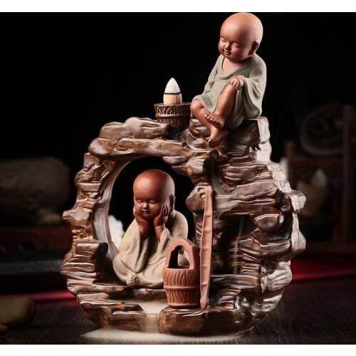 Home decor I take back the censer ceramic water shramanera aromatic incense cone incense smoke waterfall tours with supplie