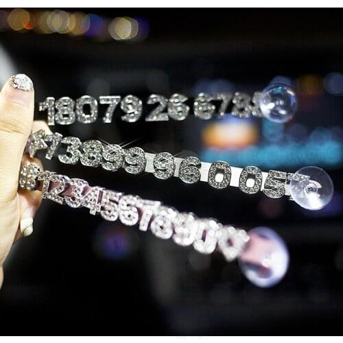 Car Temporary Parking Phone Number board Customize Shift Creative Shiny Call Card Automobile Diamond License Plate Sweet Gifts