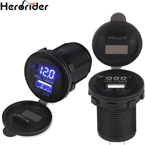 Car 2.1A USB Socket Charger 5V 2.1A/1A High Quality with Voltmeter Modification Accessory for Motorcycle Truck ATV Boat 12-24v