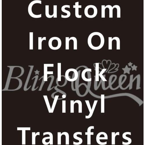 BlingQueen 12PCS/LOT Custom Hot Fix Iron On Flock HTV Vinyl Transfers Stickers Korean Quality
