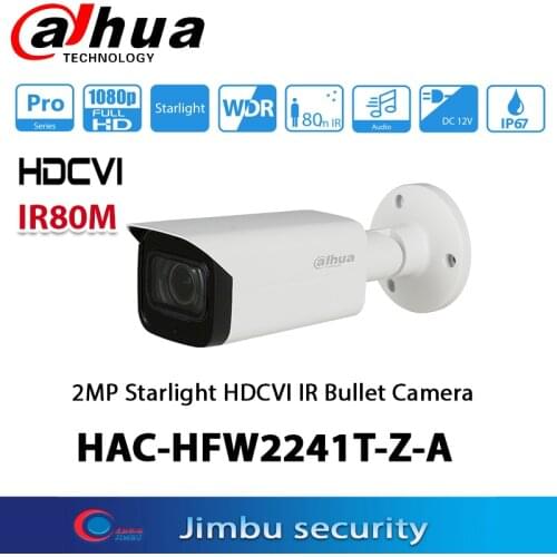 Dahua 2MP Starlight HDCVI analog camera HAC-HFW2241T-Z-A 2.7-13.5mm motorized lens IR 80M CCTV Microphone HD/SD switchable