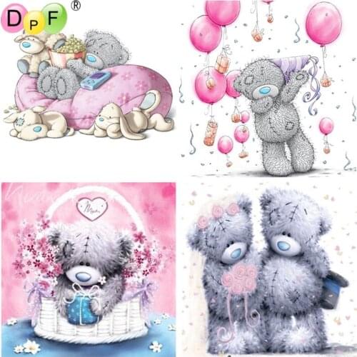 DPF 5D Round full Diamond painting teddy bear DIY Diamond Embroidery Needlework Cross Stitch diamond Mosaic decor art crafts