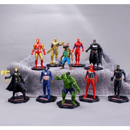 10pcs The Avengers Anime Action Figures Cartoon Doll Spider Man Iron Man Hulk Model Pvc Figma Desktop Decor Gk Toys For Youth