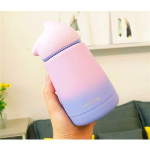 Gradient Vacuum Thermo for Children Cute Student Girls' Cartoon Bottle Thermos Staineless Steel 300ML Flask Thermo Cup Thermos