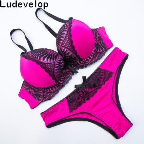 Ludevelop New Womens underwear Set Lace Sexy Push-up Bra And Panty Sets Bow Comfortable Brassiere Young Bra Deep V Lingerie