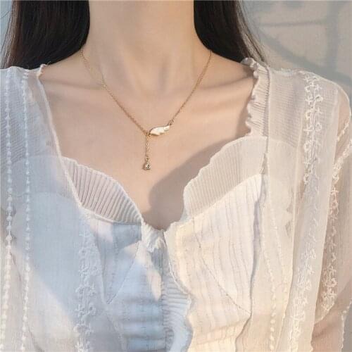 Korean temperament simple angel wings necklace female pendant clavicle chain super fairy girl necklace