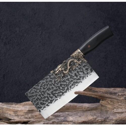 Little Cook Kitchen chopping chef knife Handmade Forged Chinese Figured knives sharp Meat cleaver Vegetable cutter Cooking tools