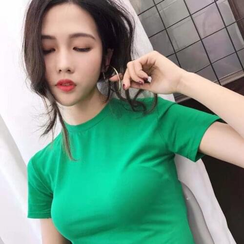 Fashion Cotton T-shirt Women Summer 2021 Short Sleeve Plus Size Casual Slim Fit Vintage Female Tshirts Harajuku Tees Streetwear