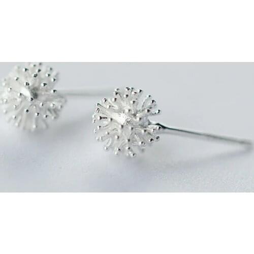 Fashion Silver Color Womens Jewelry Fashion Tiny 7mmX7mm Dandelion Stud Earrings For Girls Kid brincos eh255
