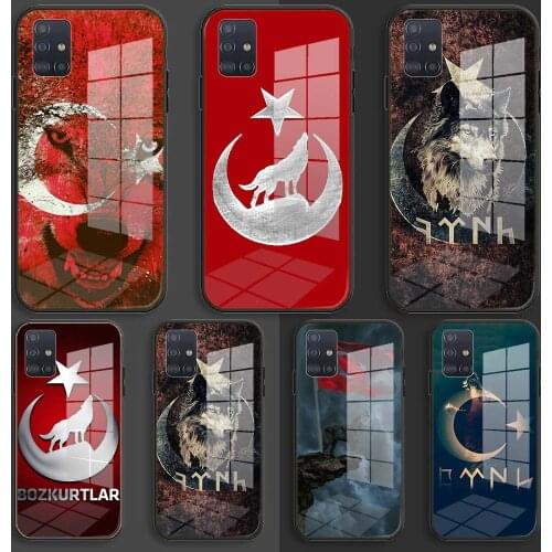 Turkey Flag Wolf Soft Silicone Glass Case For Samsung Galaxy A10 A20 A30 A40 A50 A70 A31 A51 A71 Balck Cover