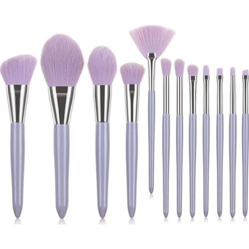 12Pcs Makeup Brushes Set Purple Powder Foundation Eyeshadow Blushes Blending Brush Beauty Make Up Brush Cosmetic Kits Tool