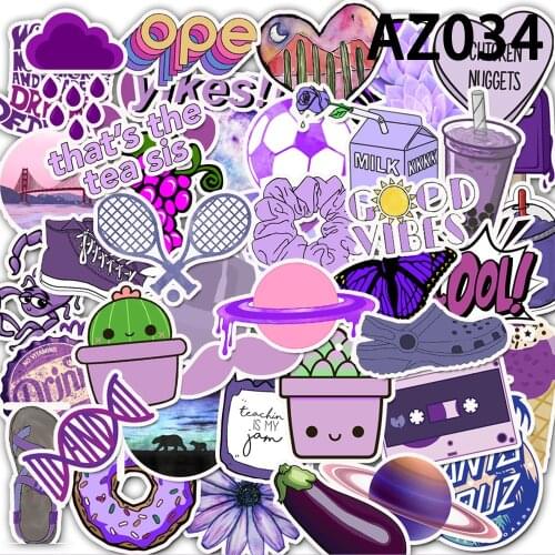 50pcs Purple Kawaii Cute Stickers Aesthetic Waterproof Graffiti Shcool Stationary Car Stickers Scrapbooking Laptop Phone Moto