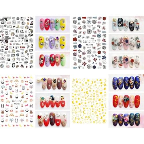 Sticker Nail Art Decorations Star Moon Constellation Cute Stickers Figure Decals Animals Manicure Autocollant Pegatinas