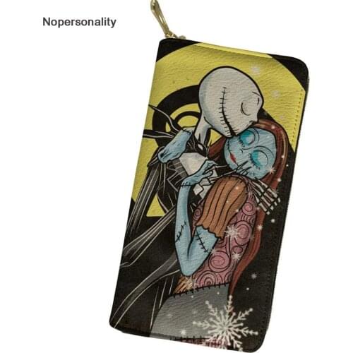 Nopersonality Nightmare Before Christmas Leather Wallets Cartoon Female Ladies Clutch Hand Bags Long Clutch Coin Purse Phone Bag