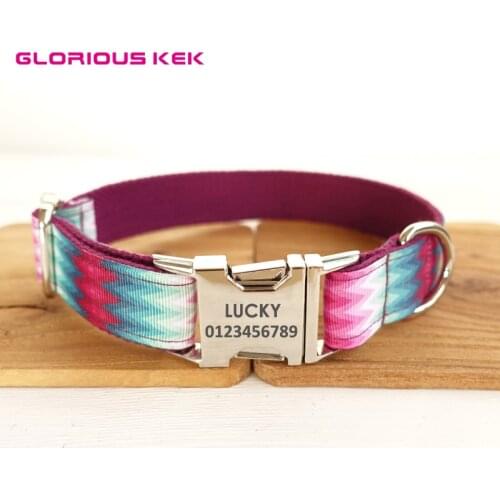 New Designer Pet Dog Collars Personalized Name Tel Gradient Printed Dog Collars for Small Medium Large Dogs Nylon Pitbull Collar