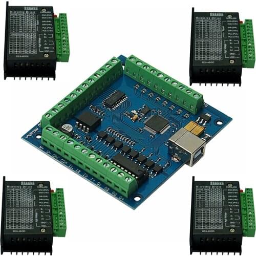 4 pcs Stepper Motor Driver Breakout Board Smooth Motion 4 Axis USB CNC Controller Card MACH3 12-24V 100KH