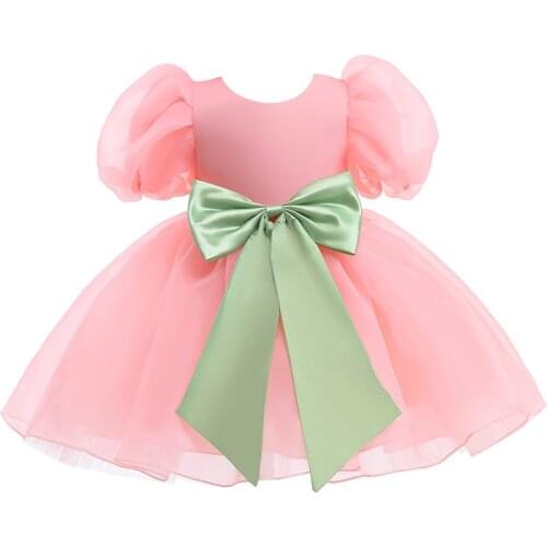 Birthday Party Princess Dress for Girls Infant Lace Children Bridesmaid Dress for Girl Baby Lace Solid Color Girls Clothes
