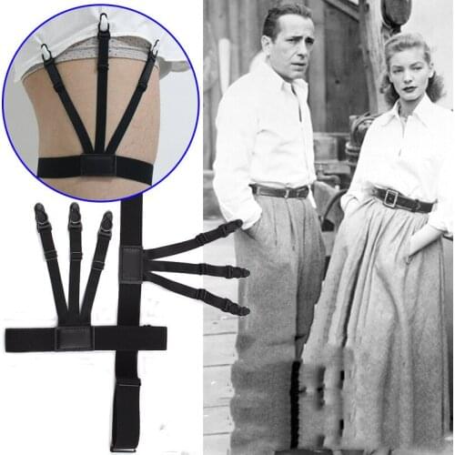 Sexy Fashion Suspender Garter Belt with Non-slip Anti-wrinkle Locking Clips Keep Shirt Tucked Thigh Loop Three-point Garters