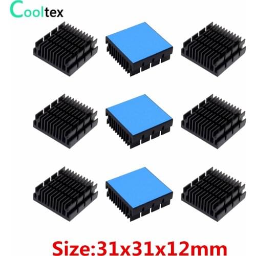 10pcs Aluminum Heatsink 31x31x12mm Heat Sink Radiator Cooling for Electronic Chip IC With Thermal Conductive Tape