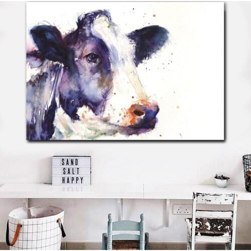 Modern Abstract Highland Cow Animal Canvas Painting Wall Art Posters and Prints Wall Art Picture for Living Room No Frame