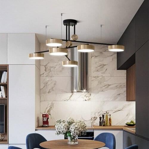 Post-modern Golden Circular Chandelier Creative Elegant Atmosphere Living room Dinner Room Bar Rotating Led Lamps Fixtures