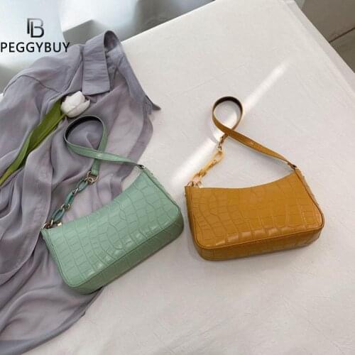 Cute Solid Color Small PU Leather Shoulder Underarm Bags For Women 2021 Summer Simple Handbags And Purses Female Travel Totes