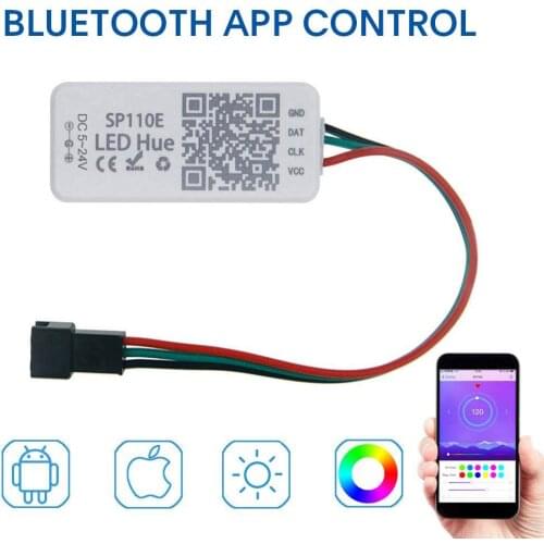 VIPMOON LED Strip Lights SP110E Bluetooth Controller For WS2811 WS2812B WS2813 SK9822 APA102 SK6812 SK6812-RGBW SM16703 TM1814