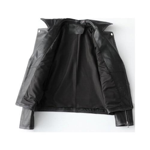 Spring Women Genuine Real Sheep Leather Jacket H442