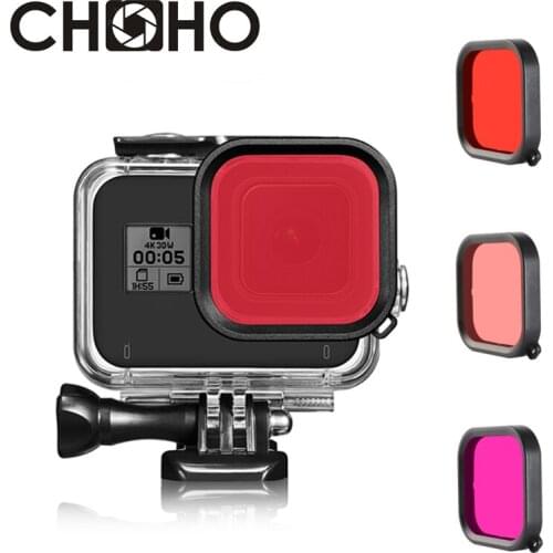 Diving Filter For Gopro 8 Black waterproof Case Underwater Housing Dive Filtors Red Pink Purple For Go Pro Hero 8 New Accessory