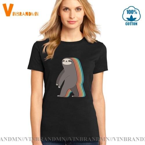 Funny Dizzy sloth T-shirt double vision Sloth tshirt harajuku Tops 100% cotton Tee Comic Sleepwalker Sloth Women T shirts