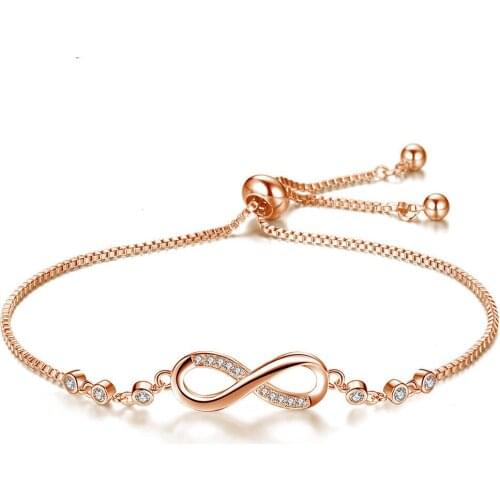 Wholesale 3 color Fashion rose gold 8 word bracelet crystal from Austrian micro inlaid zircon adjustable bracelet for woman