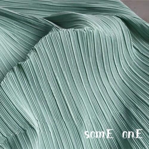 Stiff Pleated Fabric Light Green Miyake Folds DIY Patchwork Clothing Pants Skirt Dress Art Painting Designer Fabric 50*150cm