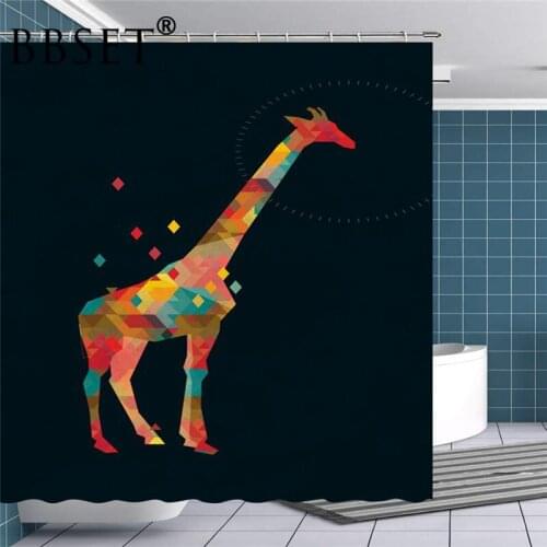 Giraffe Shower Curtain Patchwork Colorful Giraffe Pattern Waterproof Multi-size Douchegordijn Bathroom Decor with 12 Hooks