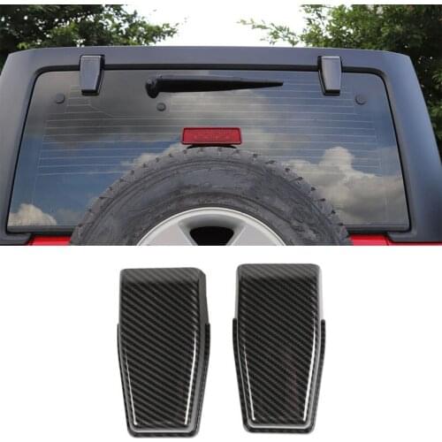 2Pcs For Jeep Wrangler JK 2008-2017 Car Rear Window Hinge Cover Decoration Car Stickers Styling Moldings Carbon Fiber Style