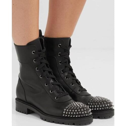 2020 fashion women ankle boots rivets stud BOOTS zip martin booties party shoes ladies spike stud booties lady dress shoes