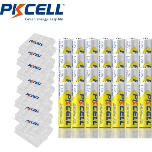 28Pcs PKCELL AA Rechargeable Batteries 2600Mah 1.2V 2A Ni-Mh aa Bateria Baterias Real Capacity + 7pcs Battery Hold Case Boxes