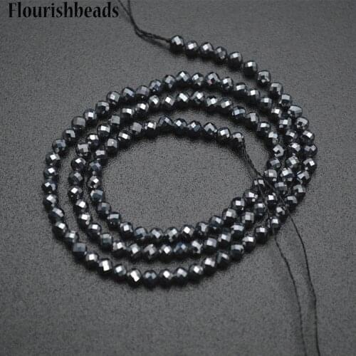 3mm Diamond Cutting Faceted Natural Hematite Small Size Stone Round Loose Beads