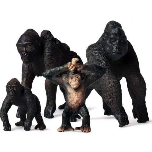 4pcs/set Simulation Animal Chimpanzee Family Model Childrens Day Toy Wild Animal Set Gibbon Little Monkey Doll Birthday Gift
