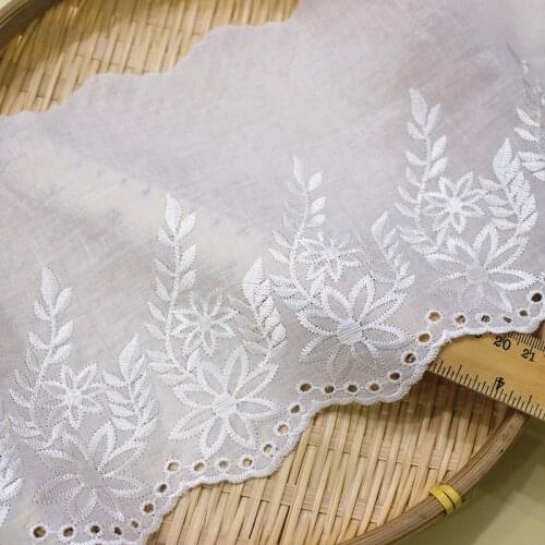 5Yard/Lot Exquisite cotton cloth silk thread embroidery lace trim accessories skirt hem decorative lace fabric 17cm