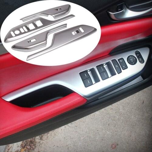 ABS Chrome Car door Window glass panel Armrest Lift Switch Button trim frame 4pcs/set For Honda Civic 10th Sedan 2016 2017