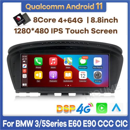 Snapdragon Android 10.0 Car Multimedia Player GPS Radio for BMW 5 series E60 E61 E62 E63 3 series E90 E91 Video Screen BT 4G LTE