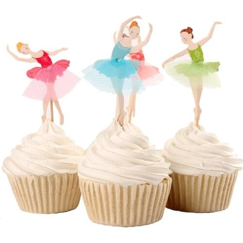 Ballet dancer princess cupcake toppers party girls baby bridal shower birthday forest wedding cake topper decor