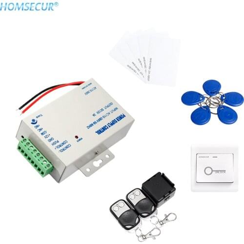 HOMSECUR 5Pcs Keyfob+5Pcs Card+Exit Button+Power Supply+ Remote Controller