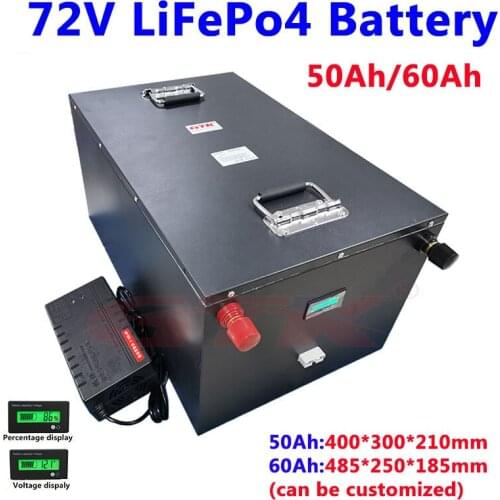 Customzied 72V 50AH 60Ah LiFepo4 lithium battery for EV electric motorcycle electric golf cart solar energy storage+10A charger
