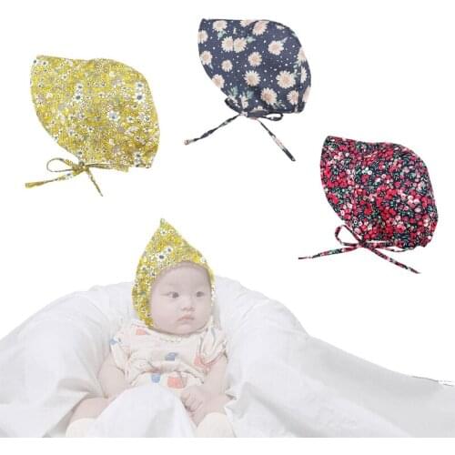 Baby Cotton Floral Printing Sun Hat Infant Wide Brimmed Bonnet Newborn Photograpy Props